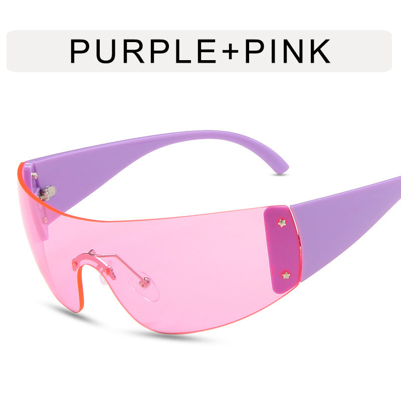 Wholesale Frameless One-Piece Sports Cut Edge PC Women's Sunglasses