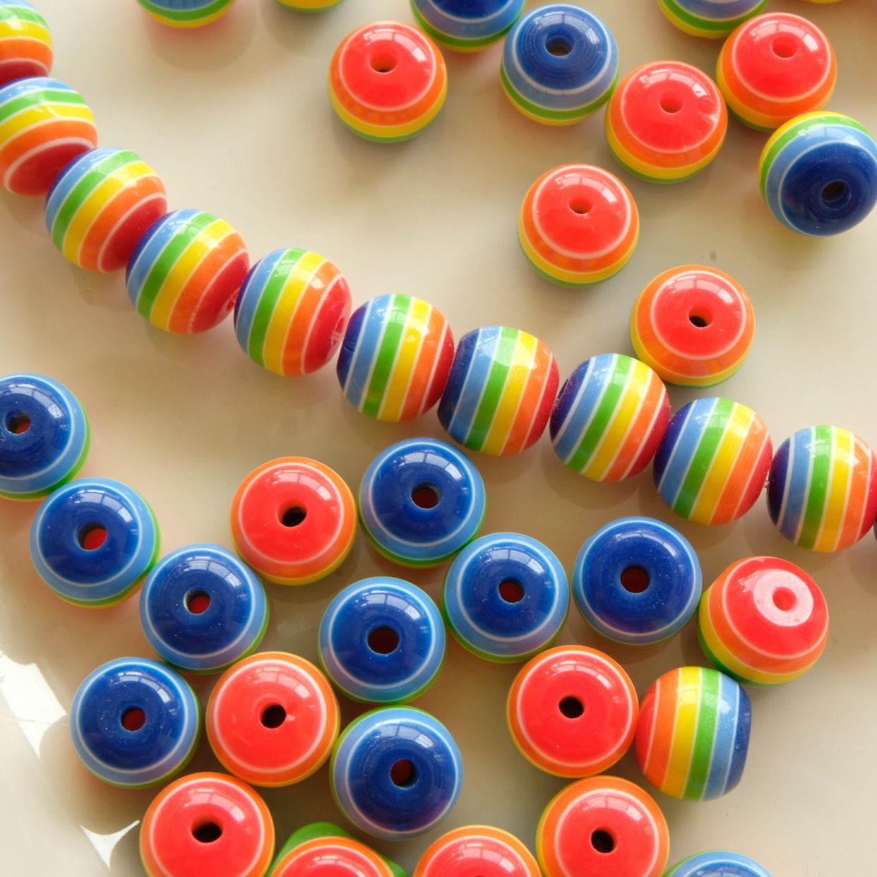 Wholesale 20PCS/Pack 12MM Color Stripe Resin DIY Jewelry Accessories Beads