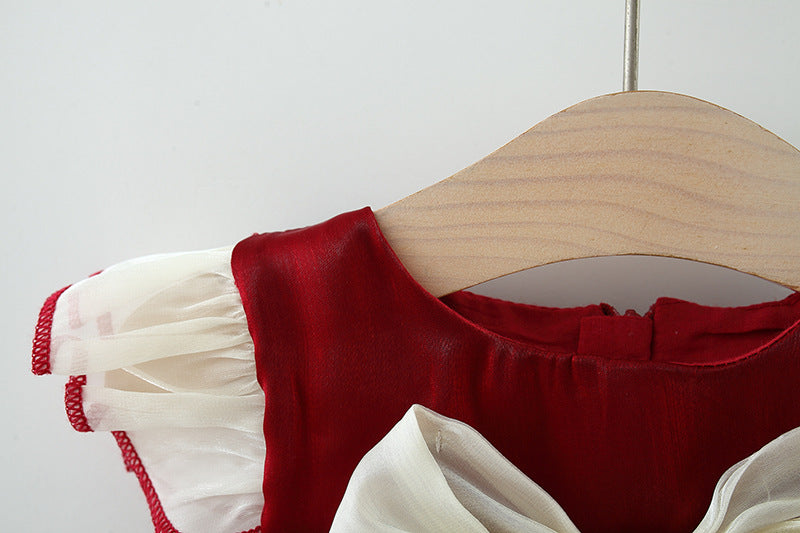 Wholesale Girls Fly Sleeve Dress Polyester Baby Clothes