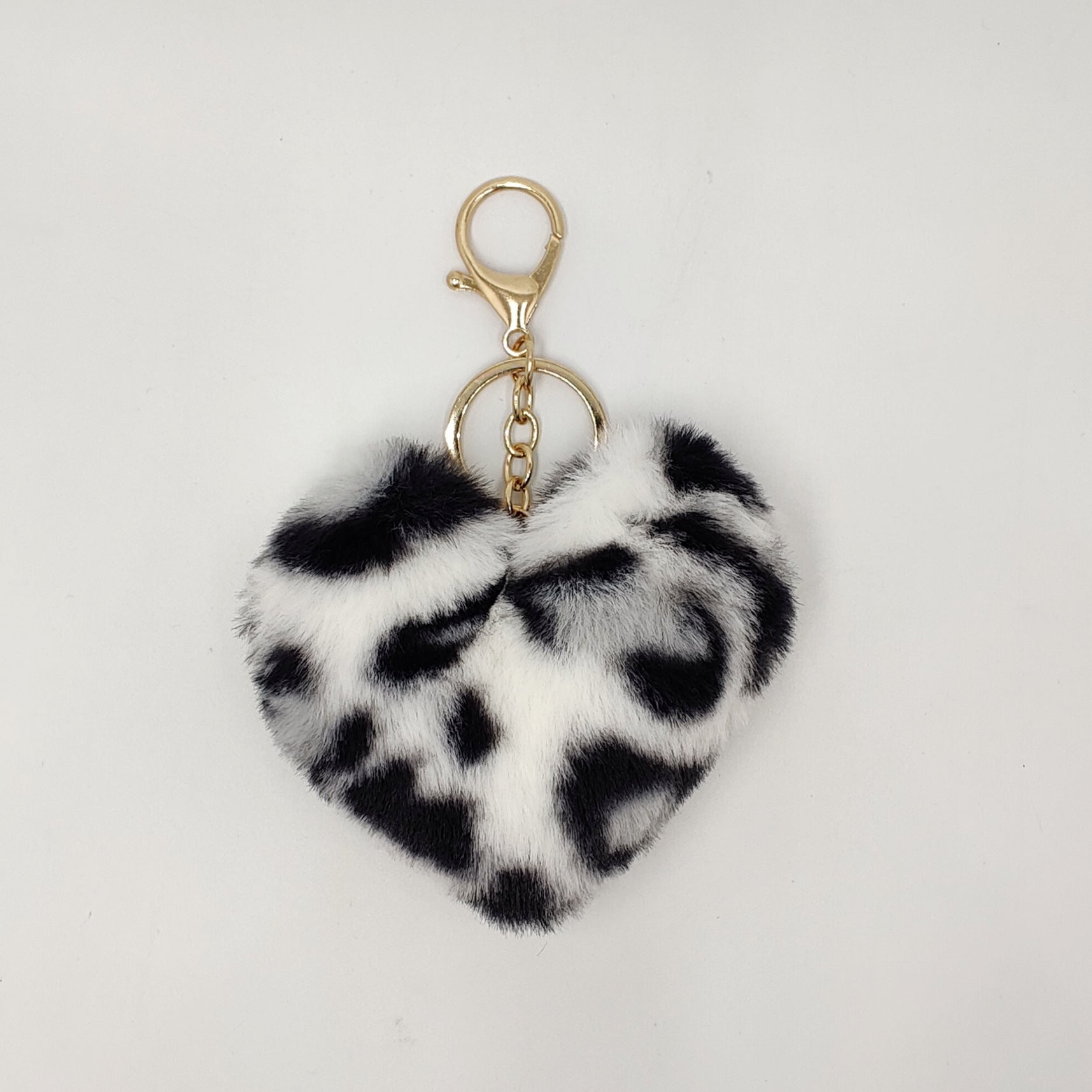Wholesale Imitation Otter Rabbit Fur Leopard Pattern Love Fur Ball Keychain
