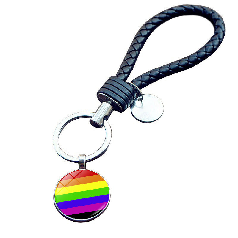 Venta al por mayor llavero gay de la bandera del arco iris de la aleación del cinc