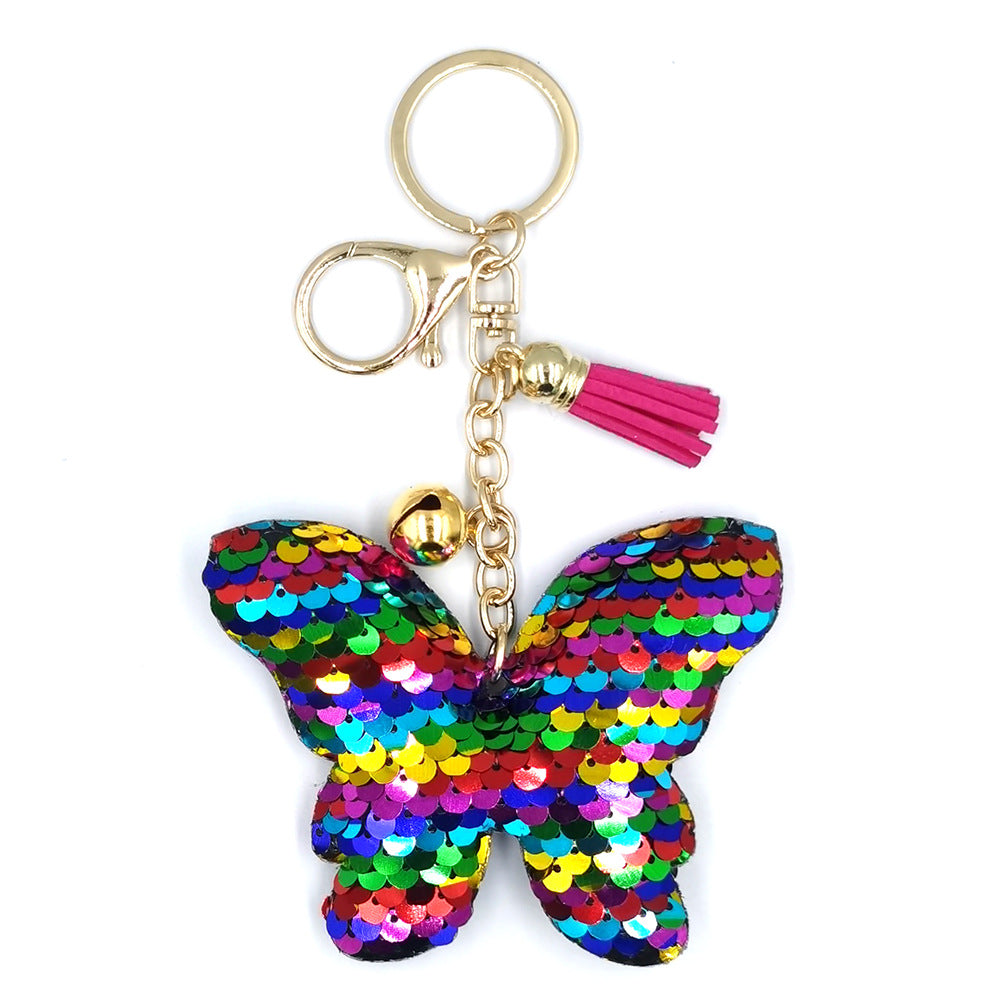 Wholesale PET Butterfly Tassel Bell Keychain
