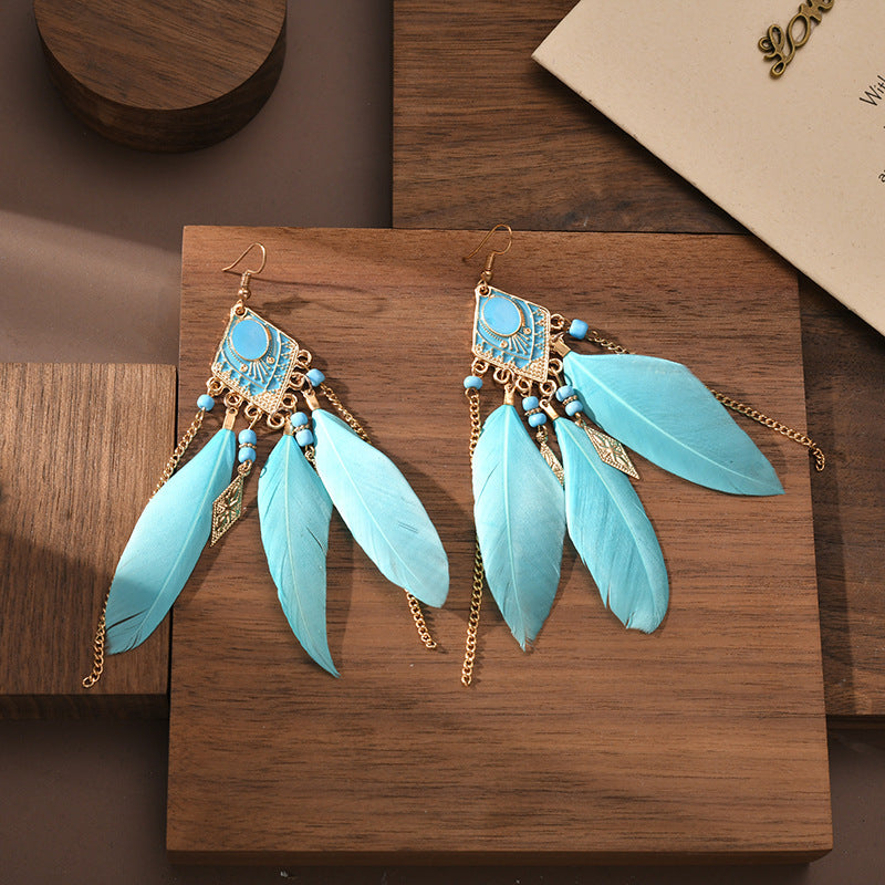 Wholesale Vintage Feathers Alloy Earrings