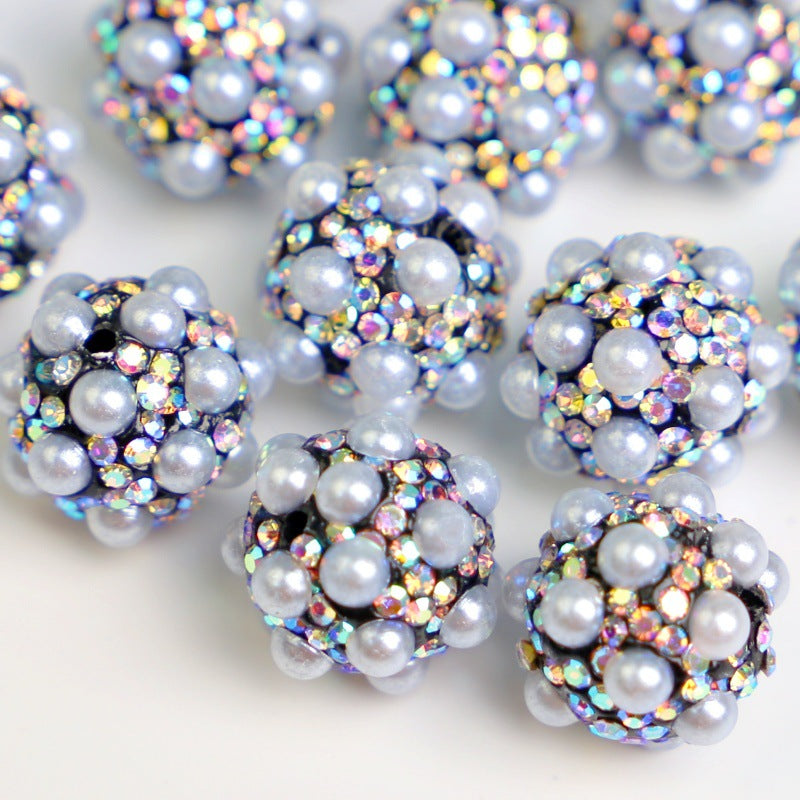 Wholesale 10pcs Pearl Full Diamond Ceramic Mud Through Hole Beads