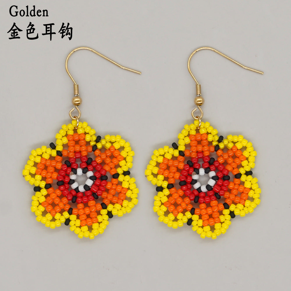 Wholesale Flower Colored Glass Beads Earrings
