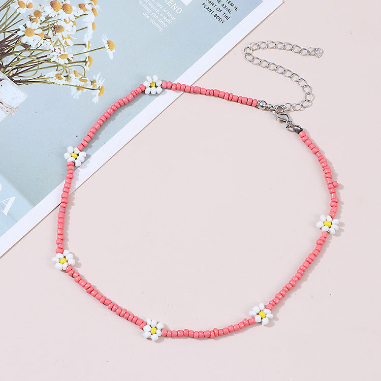 Wholesale Bohemian Daisy Rice Beads Necklaces