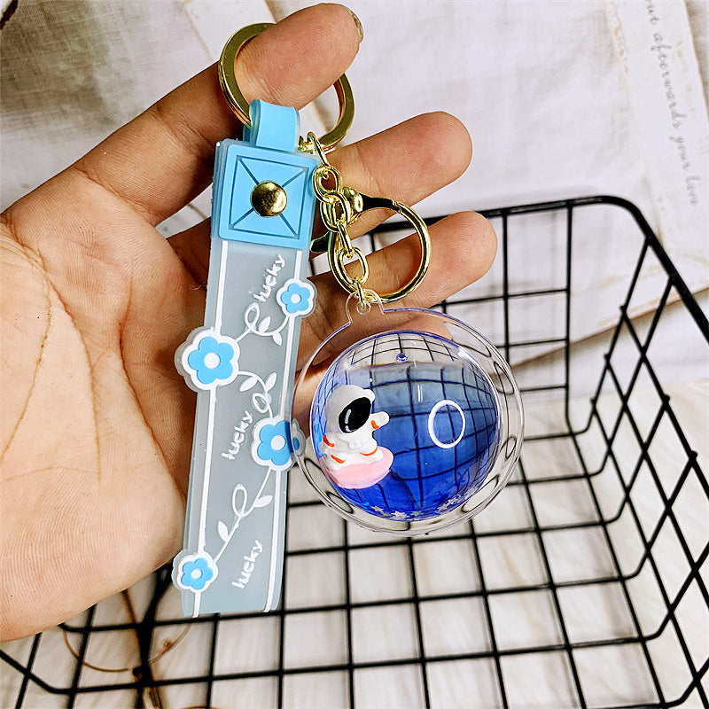 Wholesale Acrylic Oil-filled Floating Space Astronaut Creative Key Chain