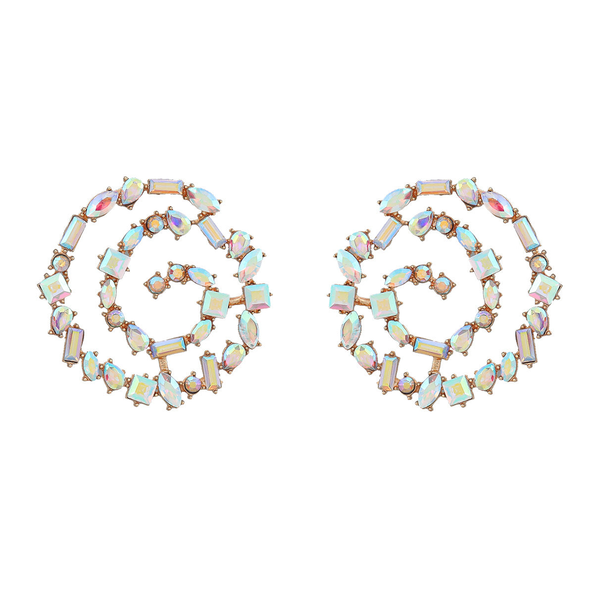 Pendientes de aleación de espiral de diamantes al por mayor