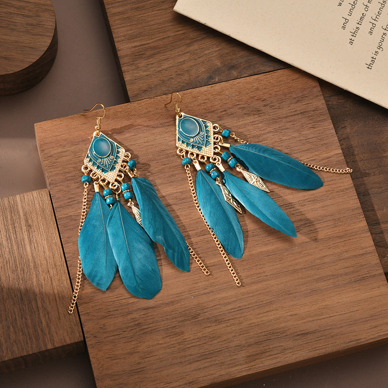 Wholesale Vintage Feathers Alloy Earrings