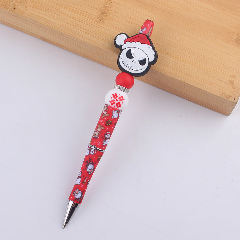 Wholesale Cartoon Christmas Silicone Handmade Plastic Beaded Pen