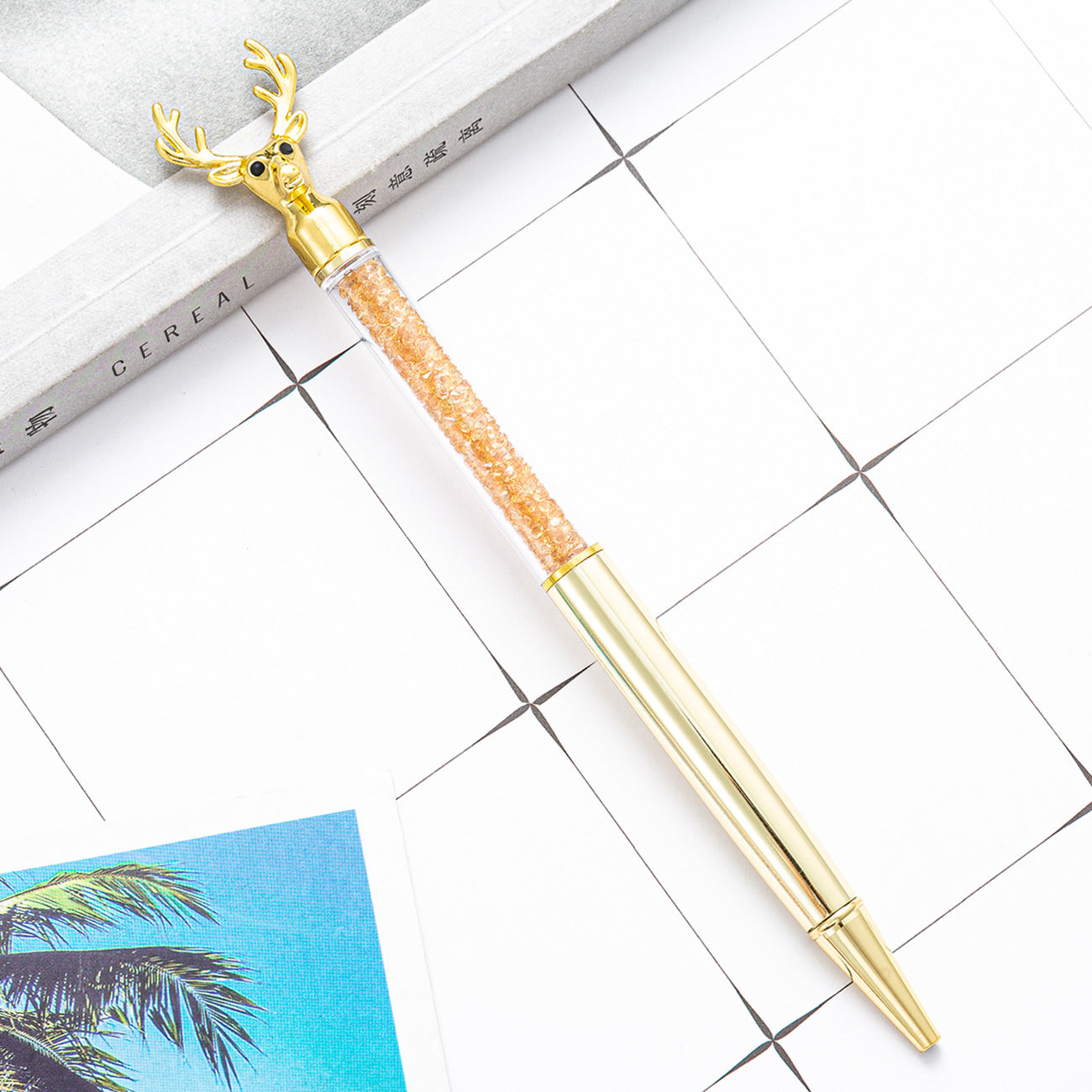 Wholesale Metal Deer Head Crystal Pen Reindeer Shape Rhinestone Ballpoint Pen