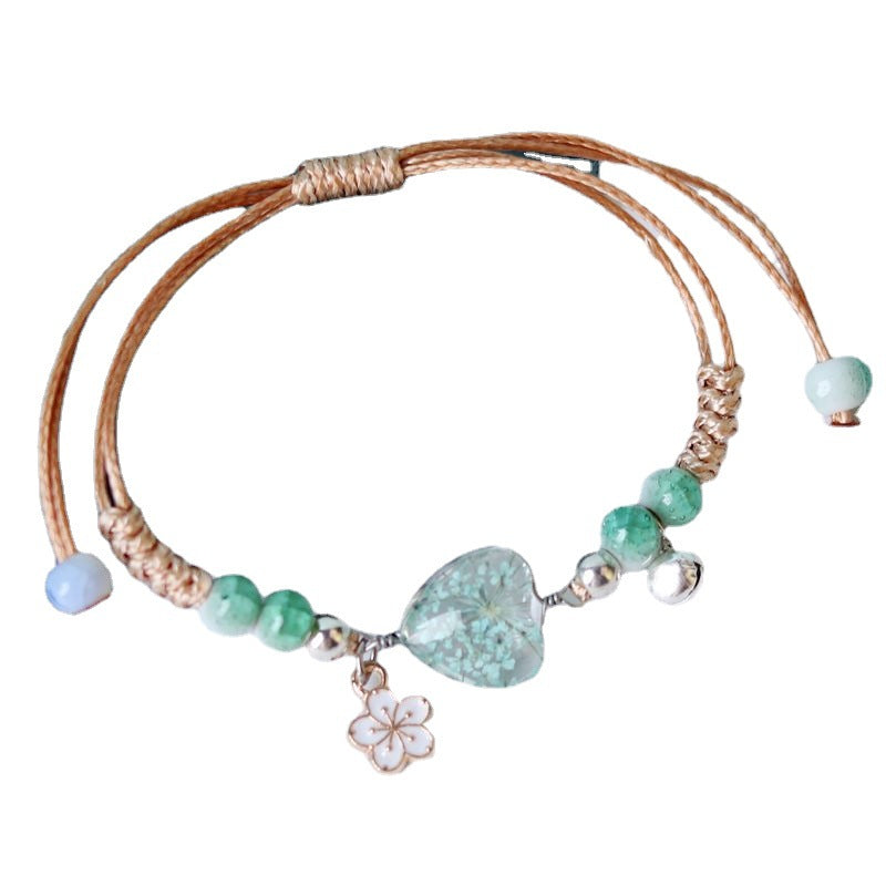 Flores secas al por mayor Love el corazón brazalete en forma de corazón