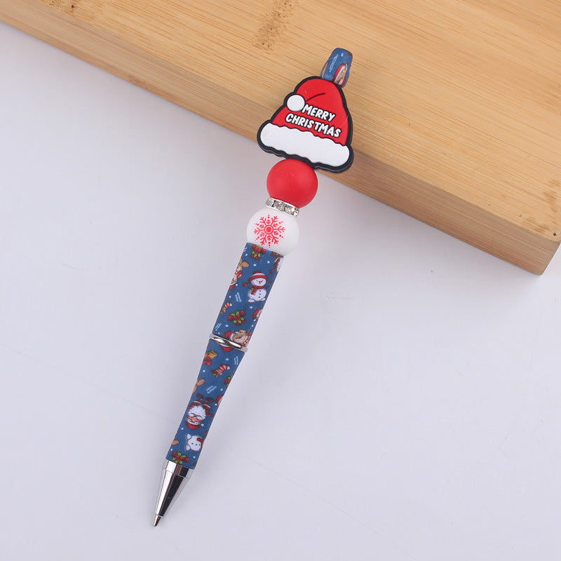 Wholesale Cartoon Christmas Silicone Handmade Plastic Beaded Pen
