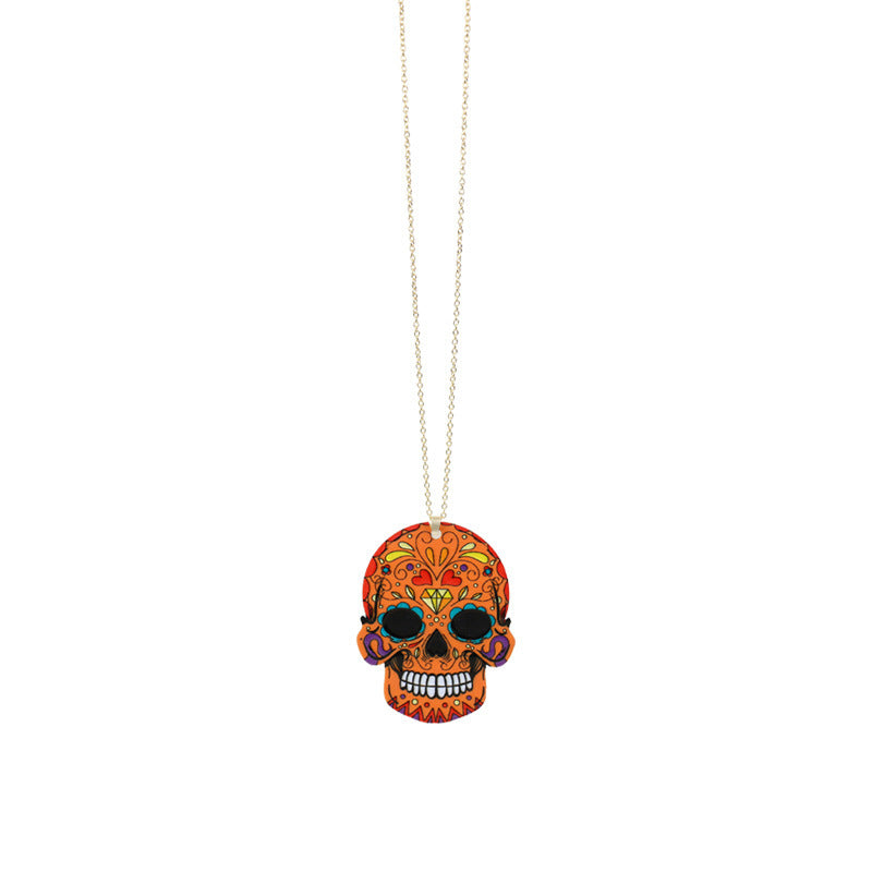 Collar con colgante de calavera personalizado de resina de Halloween al por mayor