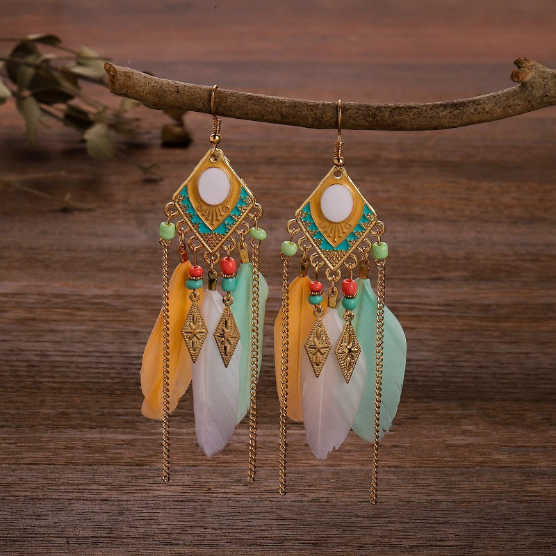 Wholesale Vintage Feathers Alloy Earrings