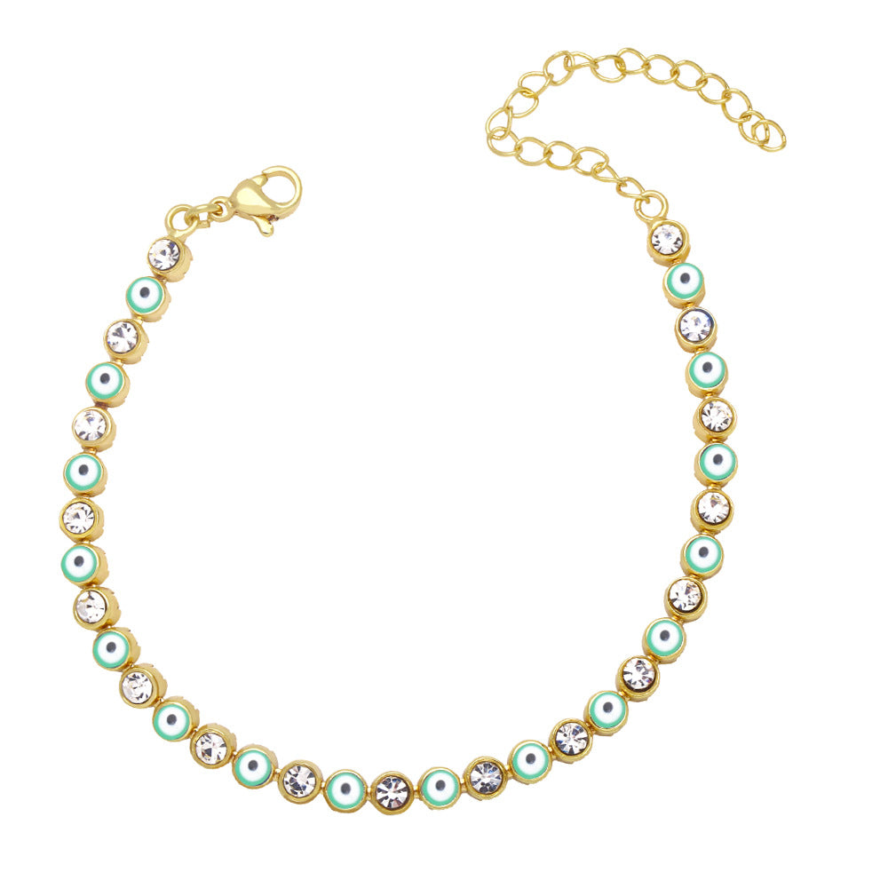 Pulsera de aleación de ojo de diablo de aceite de oro chapado en el ojo de goteo