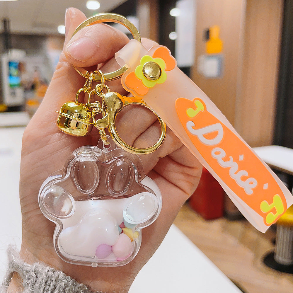 Wholesale Creative Acrylic Oil Bubble Bead Quicksand Cat Claw Creative Keychain