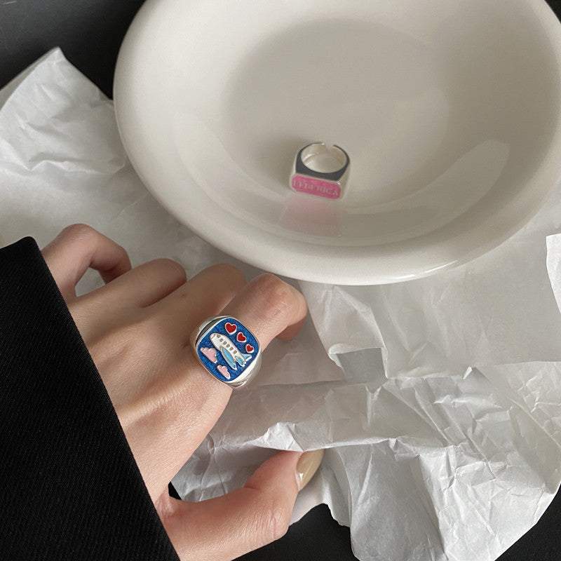 Wholesale Adjustable Platinum Plated Graffiti Ring