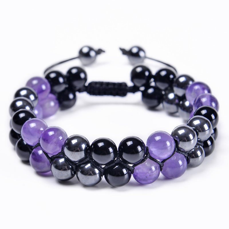 Wholesale Amethyst Double-layer Agate Beaded Bracelet