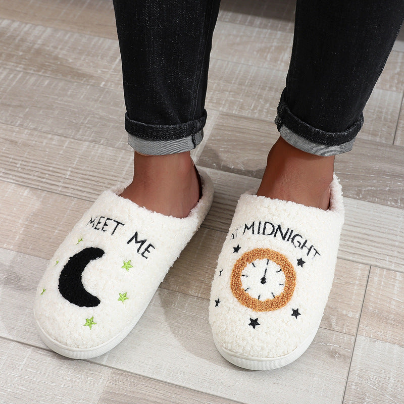 Wholesale Winter Moon Clock Cotton Slippers