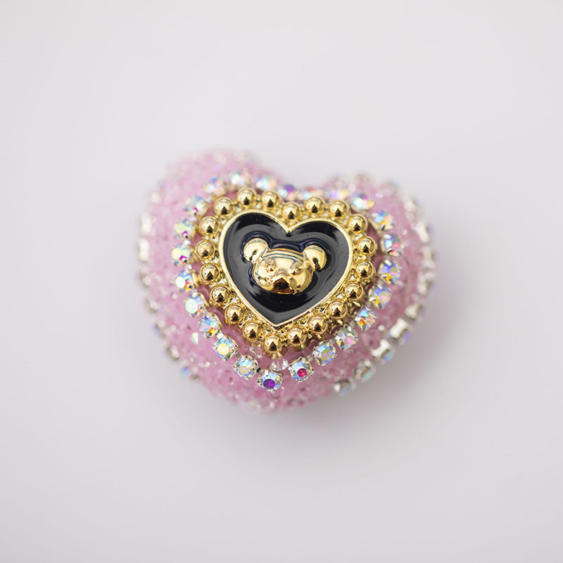 Wholesale Acrylic Rhinestones with Large Peach Heart Beads