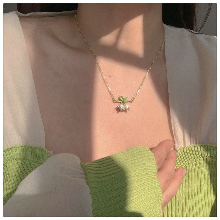 Wholesale Jewelry Alloy White Lily of the Valley Bracelet Set