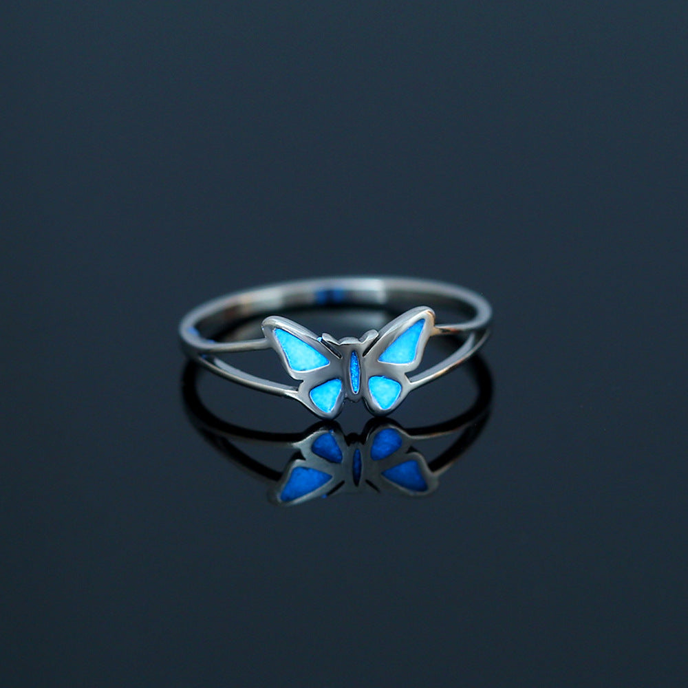 Wholesale Stainless Steel Heart Butterfly Luminous Rings