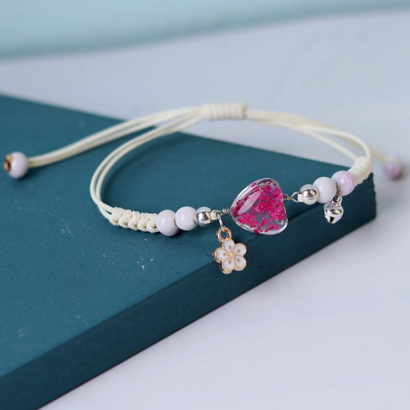 Flores secas al por mayor Love el corazón brazalete en forma de corazón