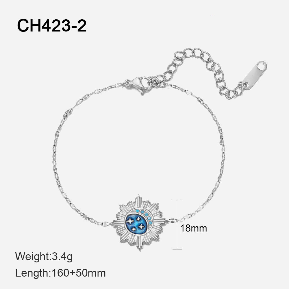 Pulsera de goteo de aceite de luna de estrella de oro de acero inoxidable al por mayor