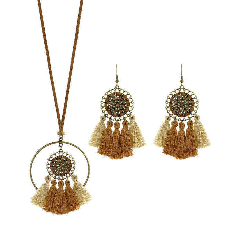 Wholesale Vintage Flower Alloy Earrings Necklaces Set