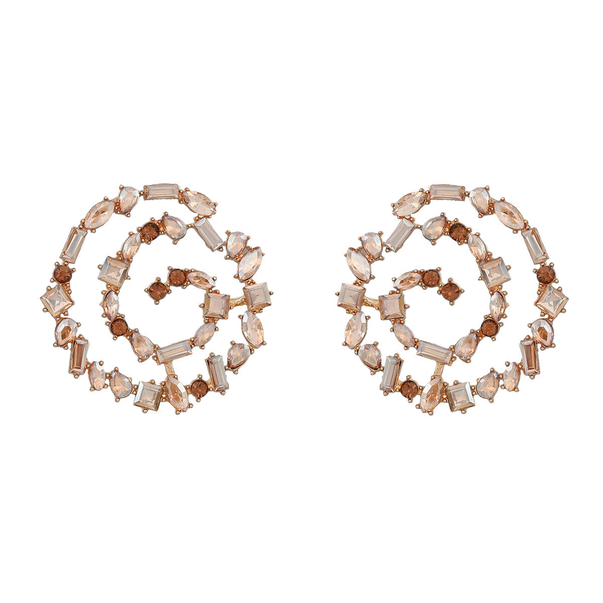 Pendientes de aleación de espiral de diamantes al por mayor