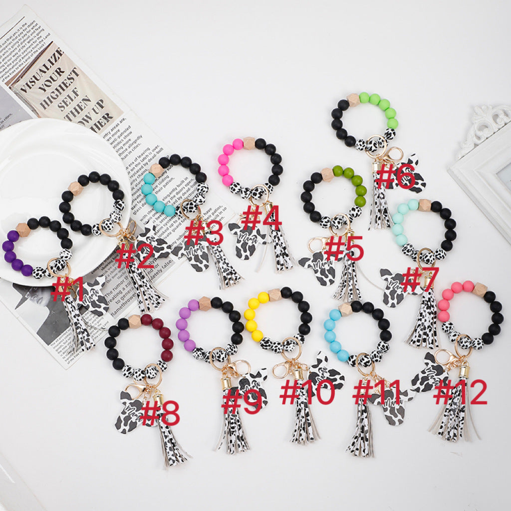 Llavero de la tarjeta de silicona de la cabeza del patrón de vaca al por mayor