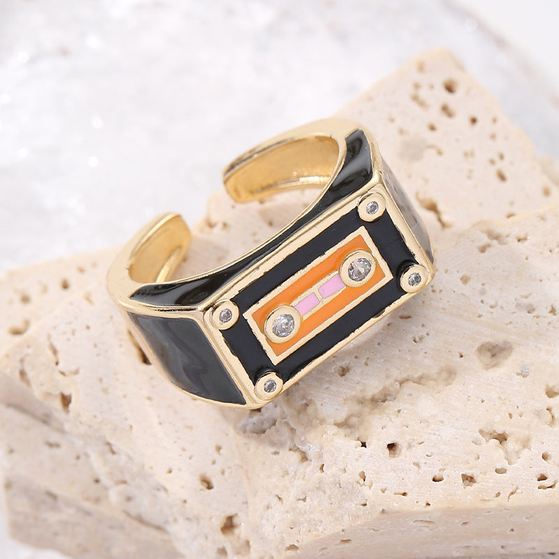 Wholesale Drip Radio Gold Plated  Adjustable Alloy Rings