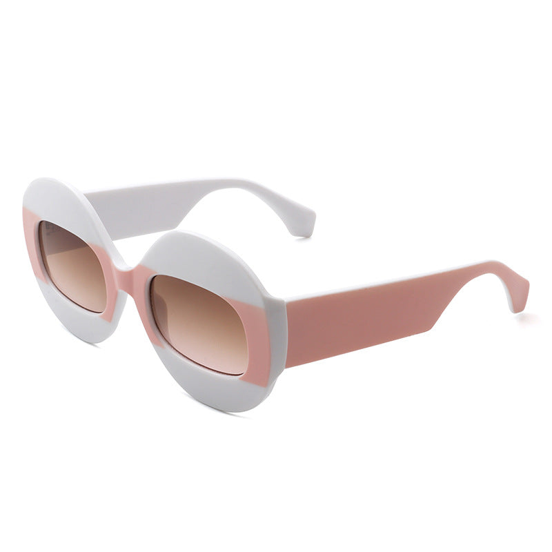 Wholesale Round Frame Contrast Color Sunglasses AC