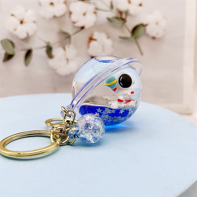 Wholesale Acrylic Oil-filled Floating Space Astronaut Creative Key Chain
