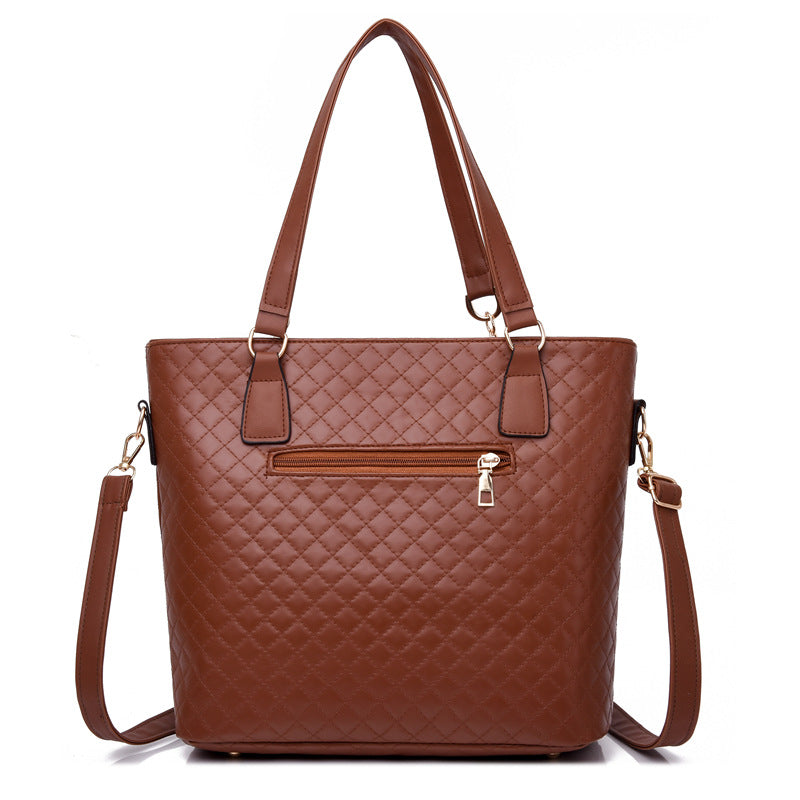 Wholesale PU Rhombus Embroidery Thread Shoulder Handbag Multi-Piece Set