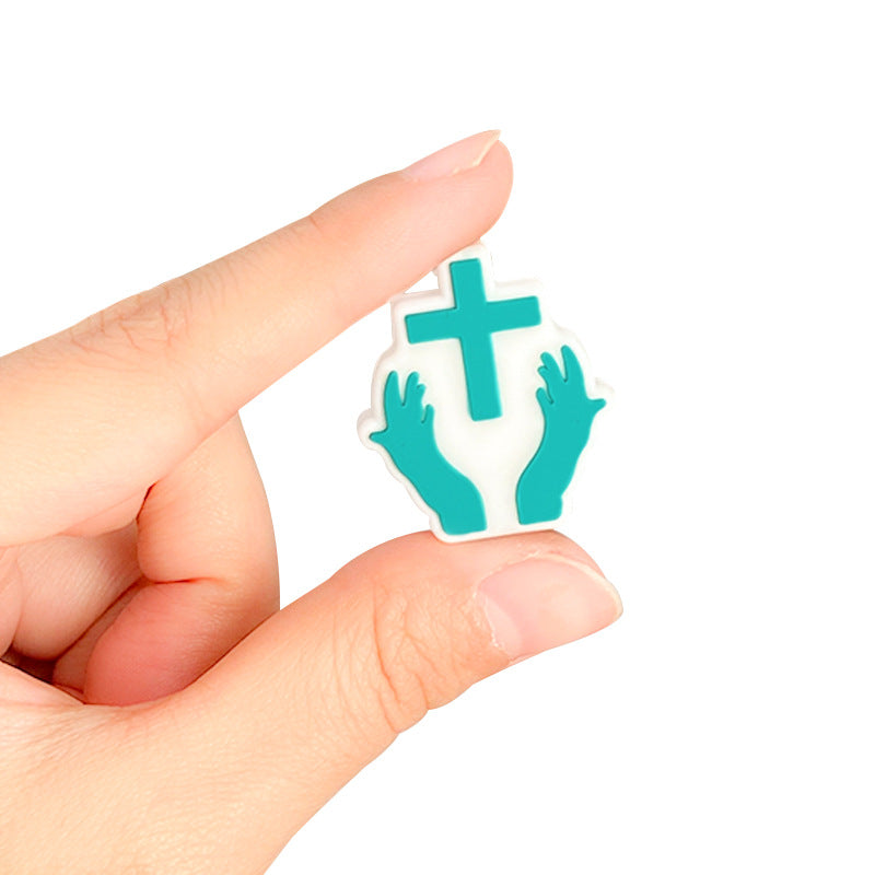 Venta al por mayor 10 piezas de cadena de chupete muerde cuentas de silicona