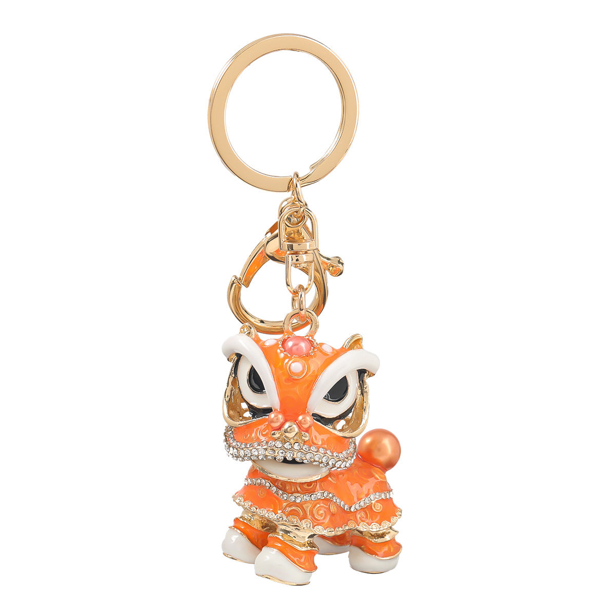 Wholesale Alloy Drip Oil Diamond Lion Dance Keychain