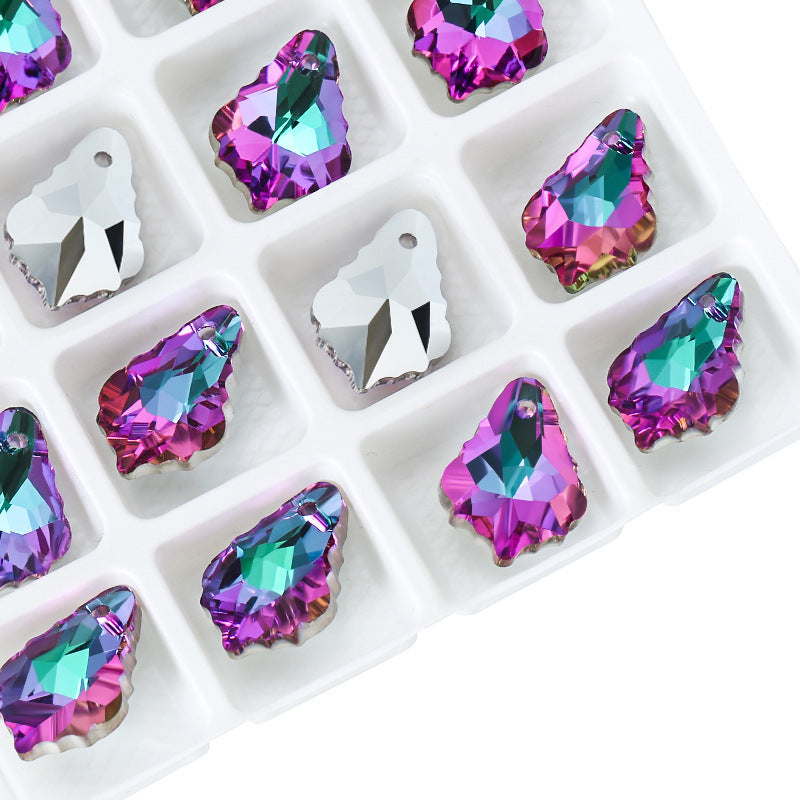 Al por mayor 12 piezas/paquete de 11 × 16 mm de mapas de arce de cristal cuentas de colgante