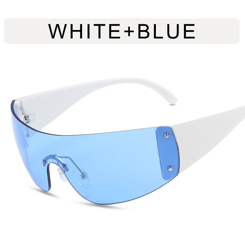 Wholesale Frameless One-Piece Sports Cut Edge PC Women's Sunglasses