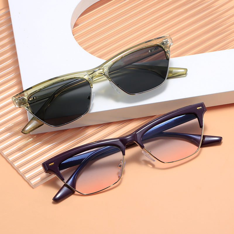 Wholesale Metal Half Frame Small Frame PC Sunglasses