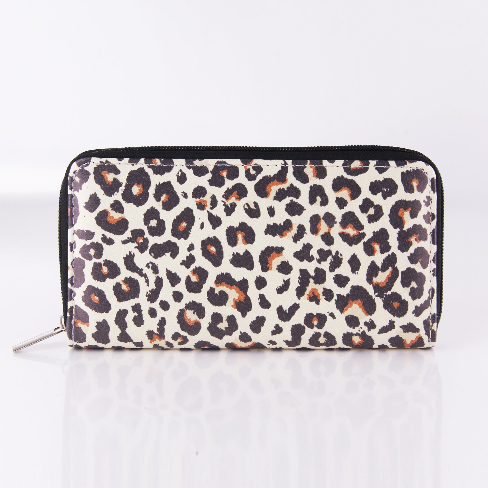 Venta al por mayor Cartera larga con cremallera de PU con patrón de vaca