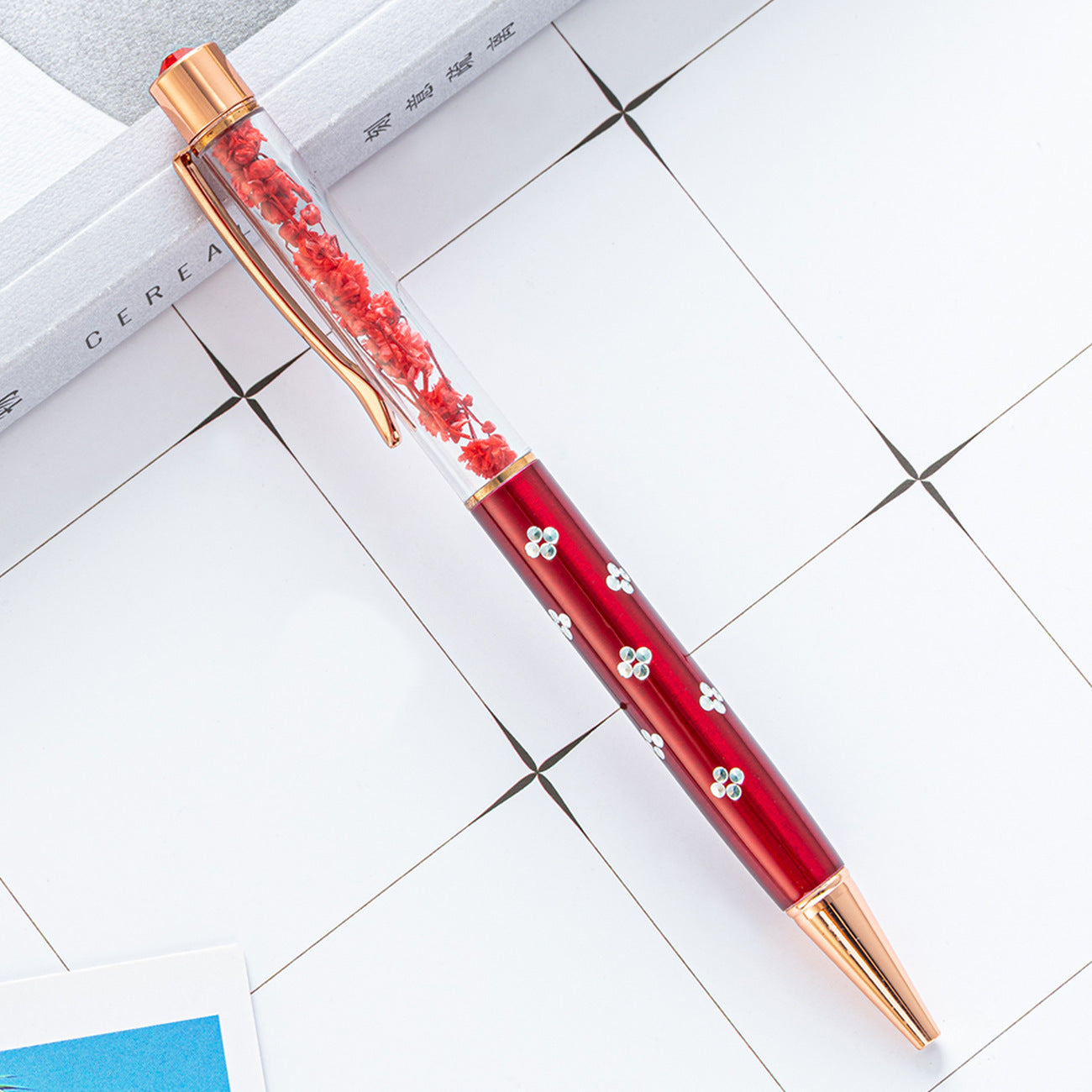 Wholesale Plastic Dry Flower Ballpoint Pen