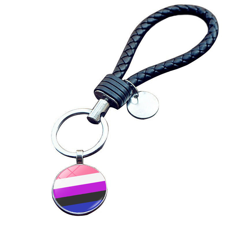 Venta al por mayor llavero gay de la bandera del arco iris de la aleación del cinc