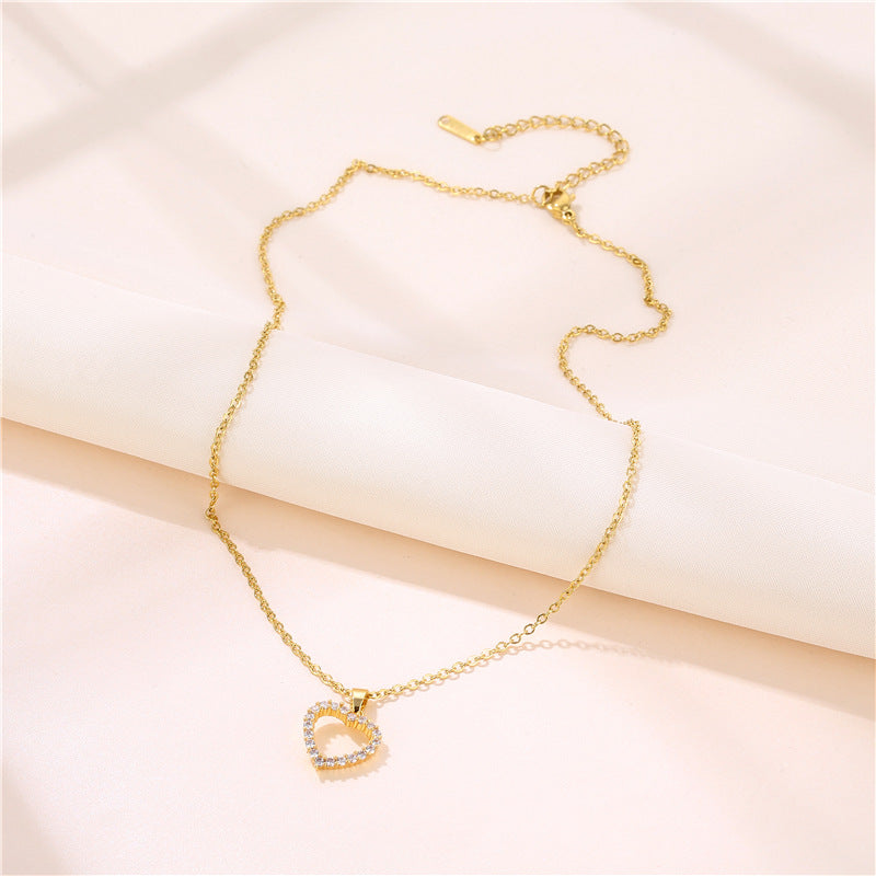 Wholesale Gold Heart Necklace Titanium Steel