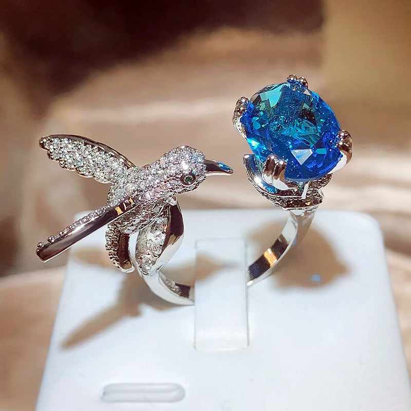Wholesale Adjustable Copper Hummingbird Color Treasure Rings