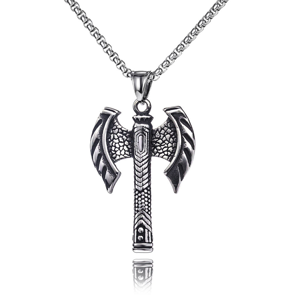 Wholesale Stainless Steel Pirate Double Ax Amulet Pendant Necklace
