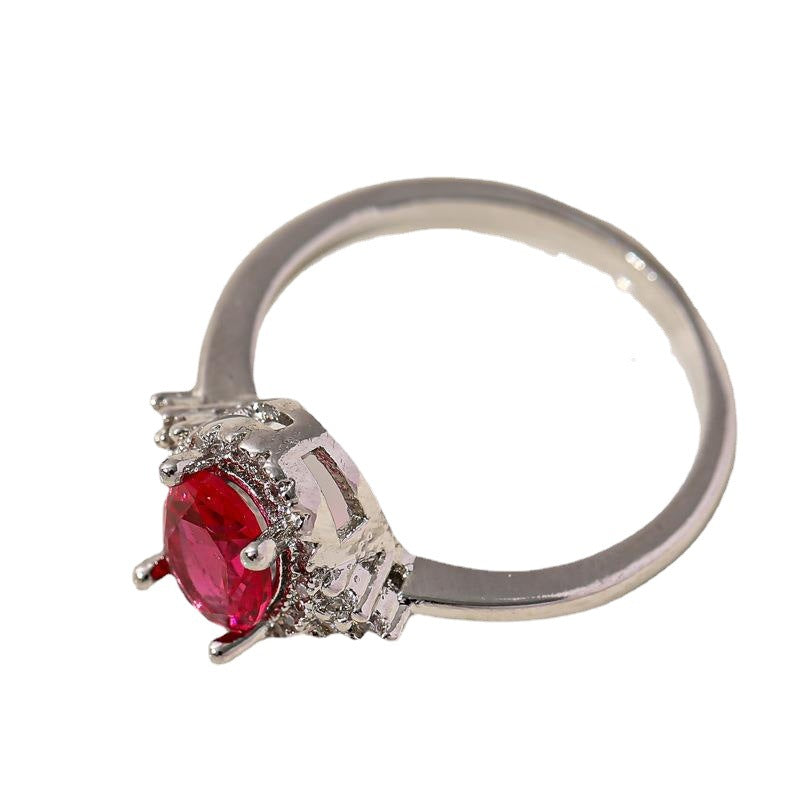 Wholesale Red Zircon Copper with Diamonds Copper Rings