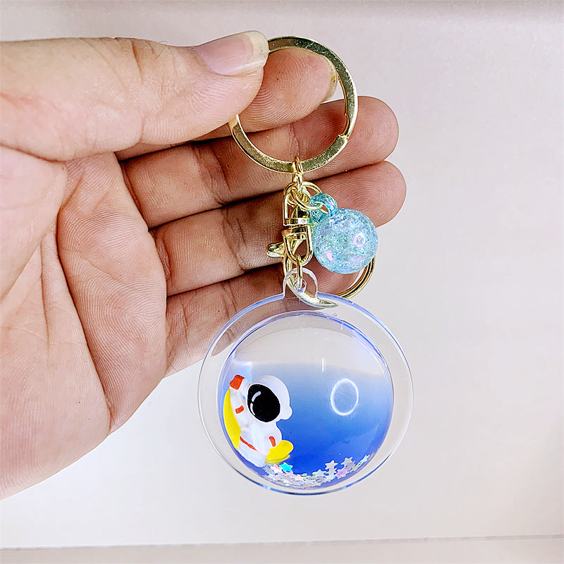 Wholesale Acrylic Oil-filled Floating Space Astronaut Creative Key Chain