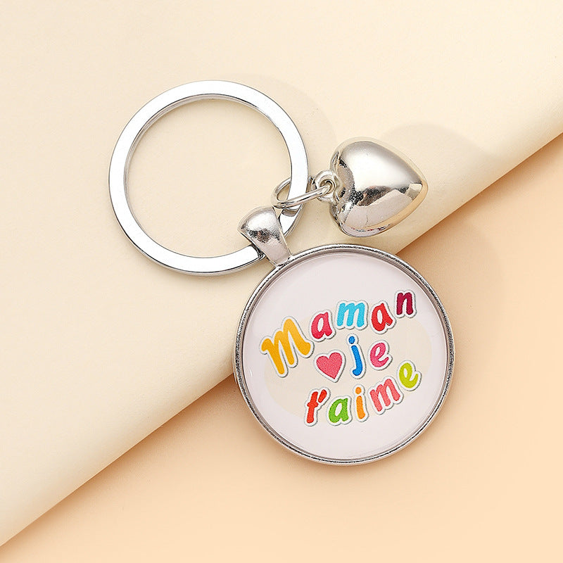 Wholesale Glass Mother's Day Love Time Stone Keychain